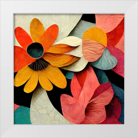 Paper Flowers 7 White Modern Wood Framed Art Print by Screendoor