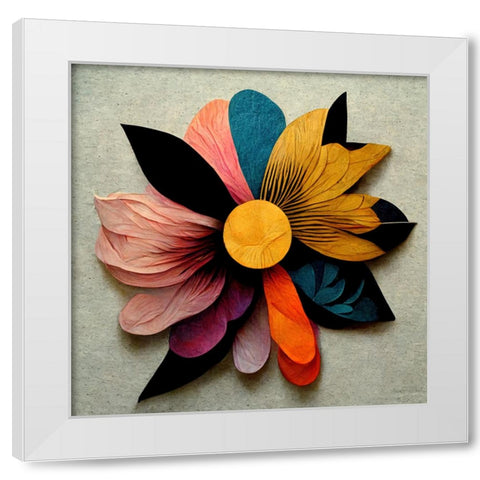 Paper Flowers 8 White Modern Wood Framed Art Print by Screendoor