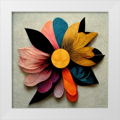 Paper Flowers 8 White Modern Wood Framed Art Print by Screendoor