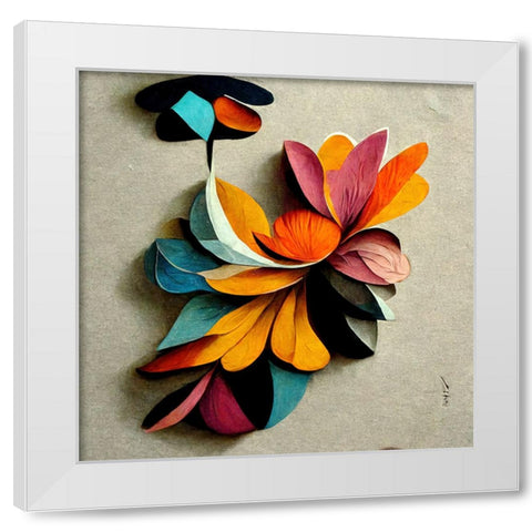 Paper Flowers 9 White Modern Wood Framed Art Print by Screendoor