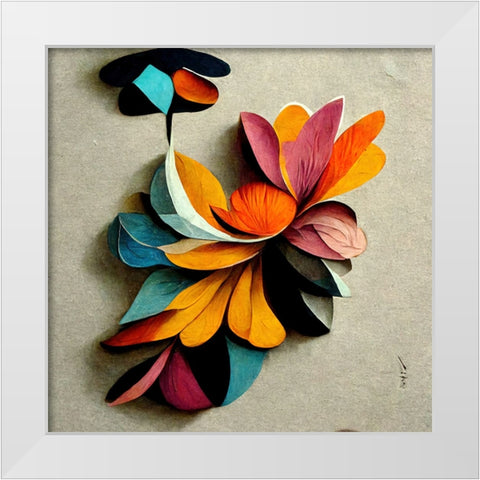 Paper Flowers 9 White Modern Wood Framed Art Print by Screendoor