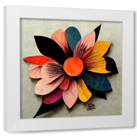 Paper Flowers White Modern Wood Framed Art Print by Screendoor