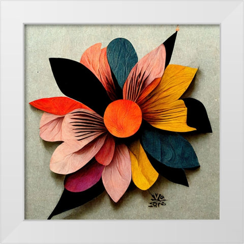 Paper Flowers White Modern Wood Framed Art Print by Screendoor