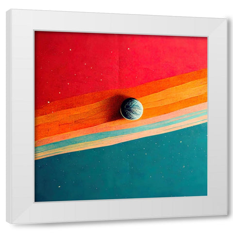 Rainbow Planet 2 White Modern Wood Framed Art Print by Screendoor