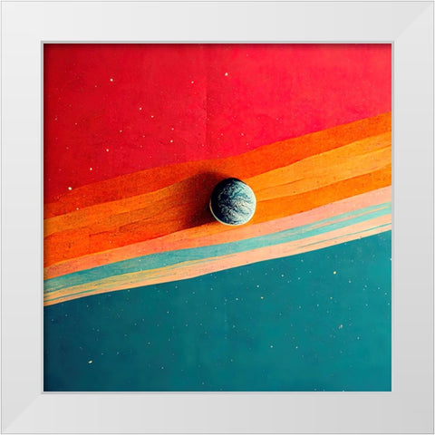 Rainbow Planet 2 White Modern Wood Framed Art Print by Screendoor