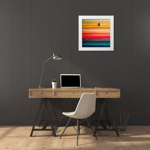 Rainbow Planet 3 White Modern Wood Framed Art Print by Screendoor