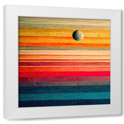 Rainbow Planet 3 White Modern Wood Framed Art Print by Screendoor