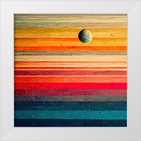 Rainbow Planet 3 White Modern Wood Framed Art Print by Screendoor