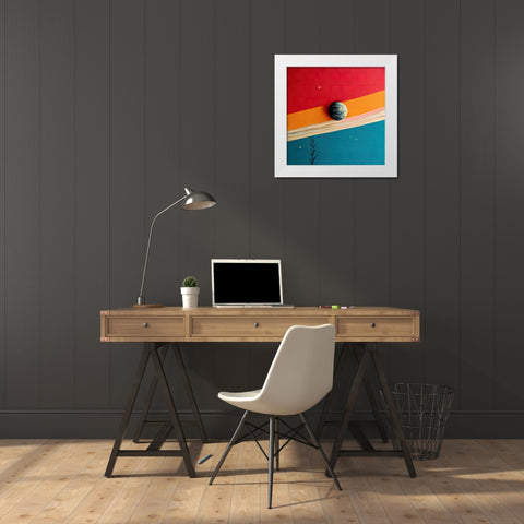 Rainbow Planet 5 White Modern Wood Framed Art Print by Screendoor