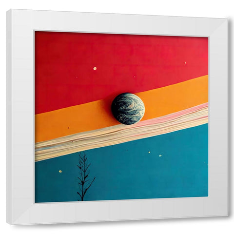 Rainbow Planet 5 White Modern Wood Framed Art Print by Screendoor