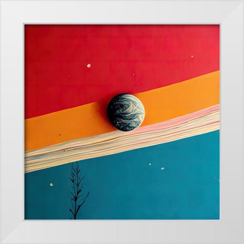 Rainbow Planet 5 White Modern Wood Framed Art Print by Screendoor