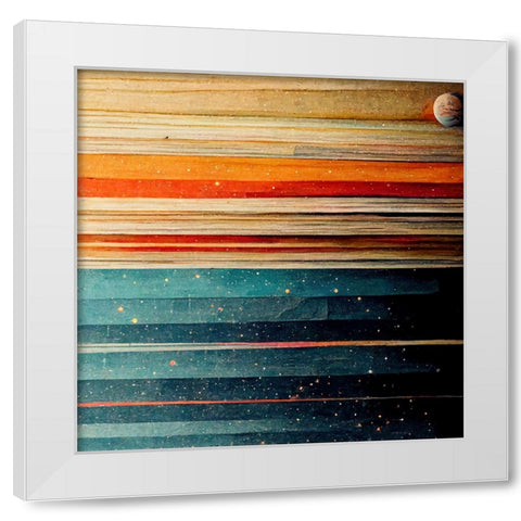 Rainbow Planet 6 White Modern Wood Framed Art Print by Screendoor
