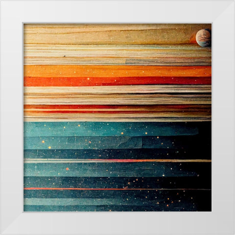 Rainbow Planet 6 White Modern Wood Framed Art Print by Screendoor
