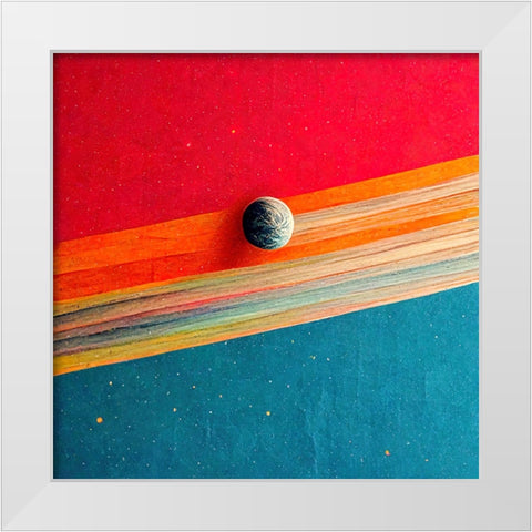 Rainbow Planet 7 White Modern Wood Framed Art Print by Screendoor