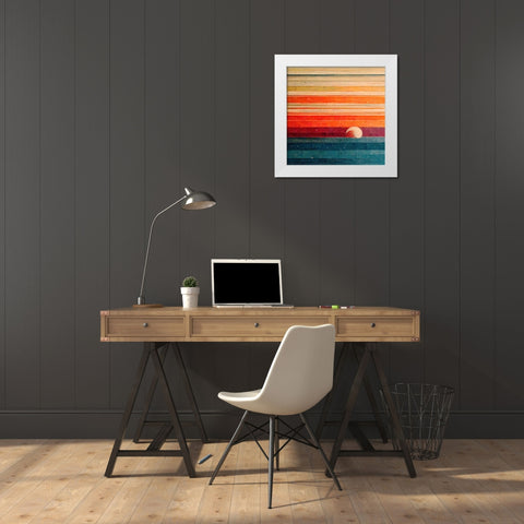 Rainbow Planet 9 White Modern Wood Framed Art Print by Screendoor