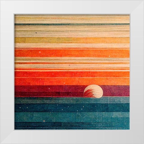 Rainbow Planet 9 White Modern Wood Framed Art Print by Screendoor