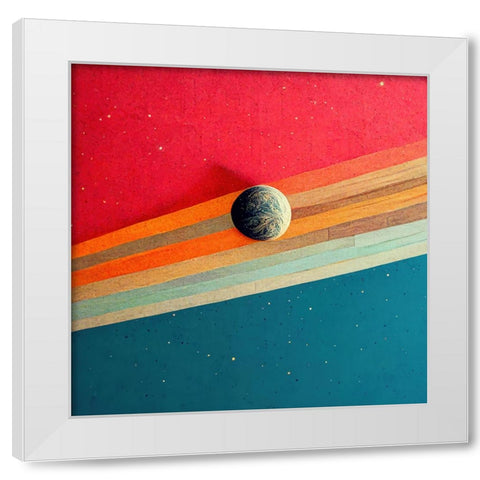 Rainbow Planet White Modern Wood Framed Art Print by Screendoor