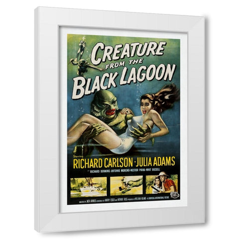 Creature From The Black Lagoon White Modern Wood Framed Art Print by Screendoor