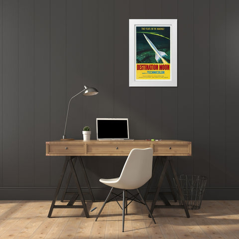 Destination Moon White Modern Wood Framed Art Print by Screendoor