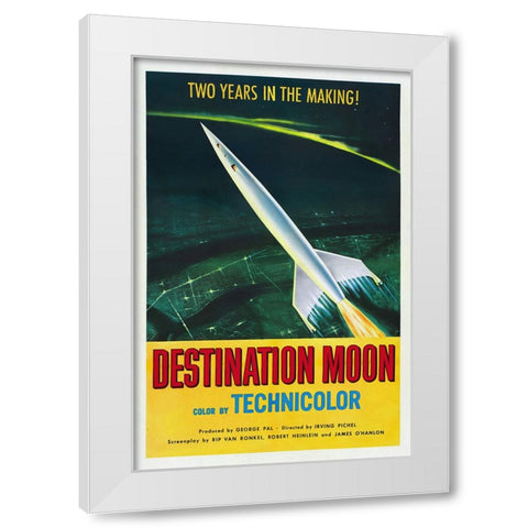 Destination Moon White Modern Wood Framed Art Print by Screendoor