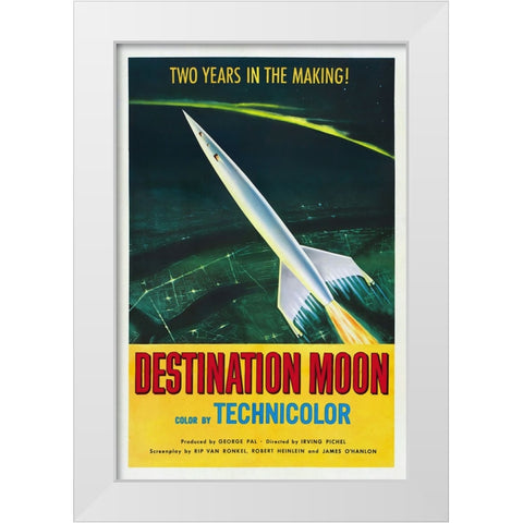 Destination Moon White Modern Wood Framed Art Print by Screendoor