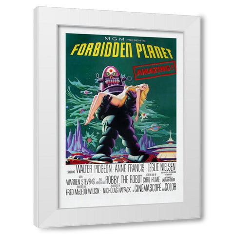 Forbidden Planet White Modern Wood Framed Art Print by Screendoor