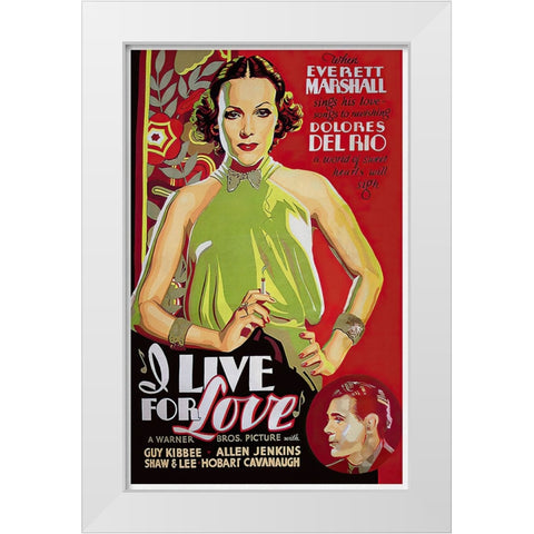 I Live For Love White Modern Wood Framed Art Print by Screendoor