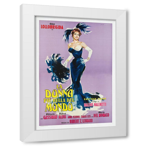 La Donna Piu Bella Del Mondo White Modern Wood Framed Art Print by Screendoor