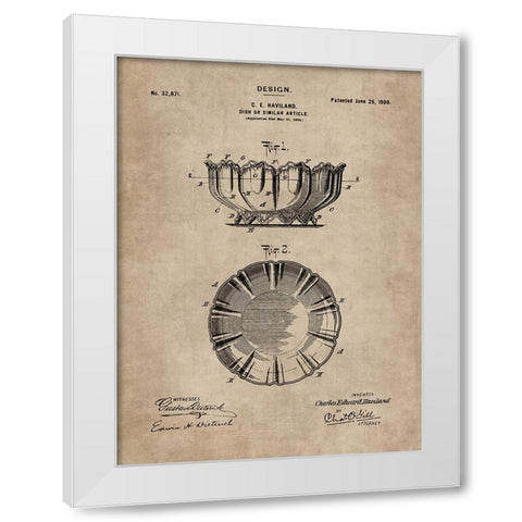 Patent Document of a Dish White Modern Wood Framed Art Print by CAG