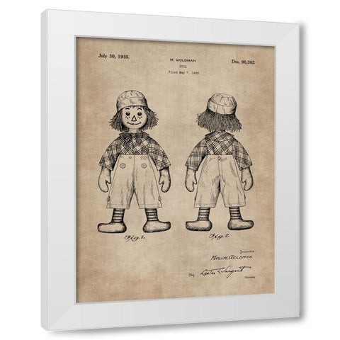 Patent Document of a Doll White Modern Wood Framed Art Print by CAG