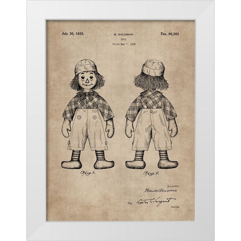 Patent Document of a Doll White Modern Wood Framed Art Print by CAG