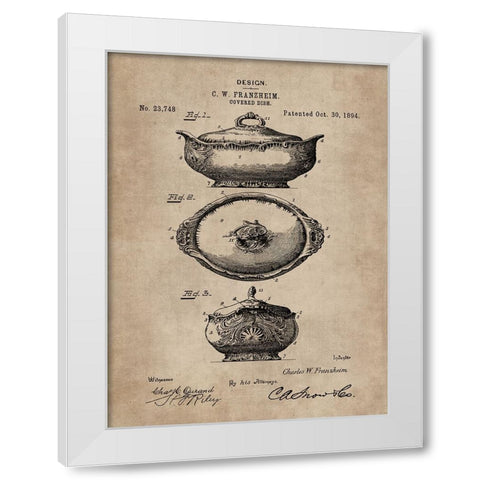 Patent Document of a Covered Dish White Modern Wood Framed Art Print by CAG