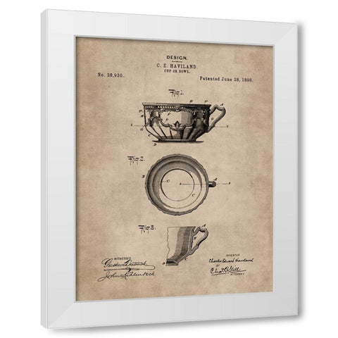 Patent Document of a Cup or Bowl White Modern Wood Framed Art Print by CAG