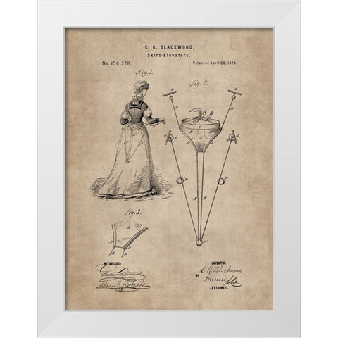 Patent Document of a Skirt Elevator White Modern Wood Framed Art Print by CAG