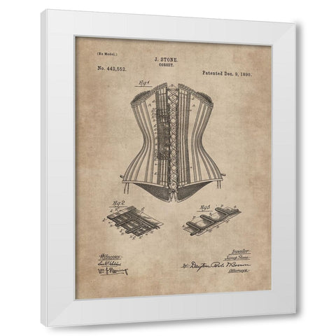 Patent Document of a Corset White Modern Wood Framed Art Print by CAG