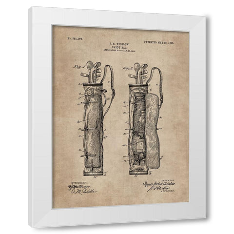 Patent Document of a Caddy Bag White Modern Wood Framed Art Print by CAG