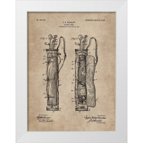 Patent Document of a Caddy Bag White Modern Wood Framed Art Print by CAG