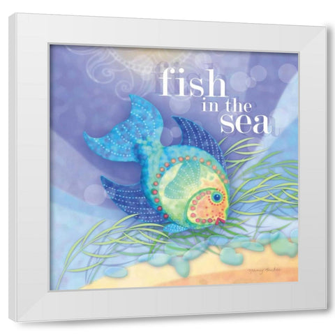 Fish in the Sea White Modern Wood Framed Art Print by Archer, Nancy