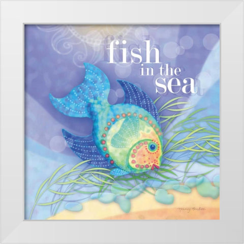 Fish in the Sea White Modern Wood Framed Art Print by Archer, Nancy