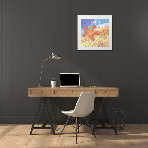 Stars in the Surf White Modern Wood Framed Art Print by Archer, Nancy