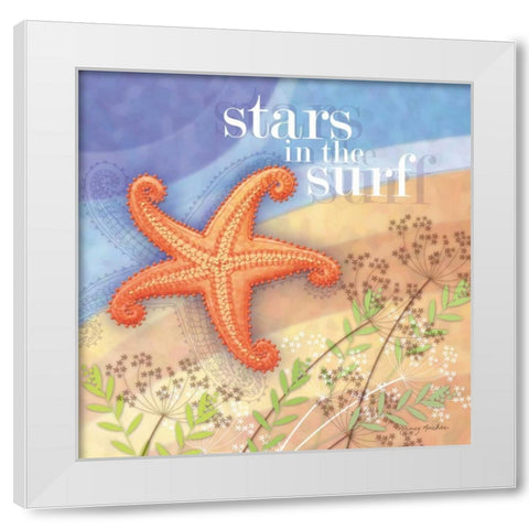 Stars in the Surf White Modern Wood Framed Art Print by Archer, Nancy