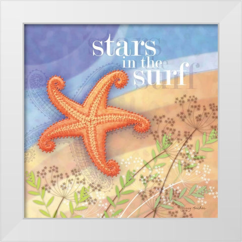 Stars in the Surf White Modern Wood Framed Art Print by Archer, Nancy