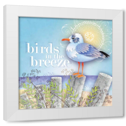 Birds in the Breeze White Modern Wood Framed Art Print by Archer, Nancy