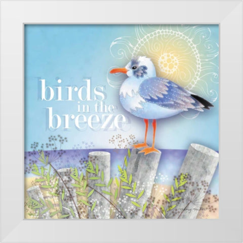 Birds in the Breeze White Modern Wood Framed Art Print by Archer, Nancy