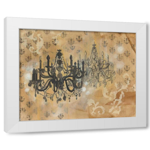 Chandelier White Modern Wood Framed Art Print by Adkin, Arielle