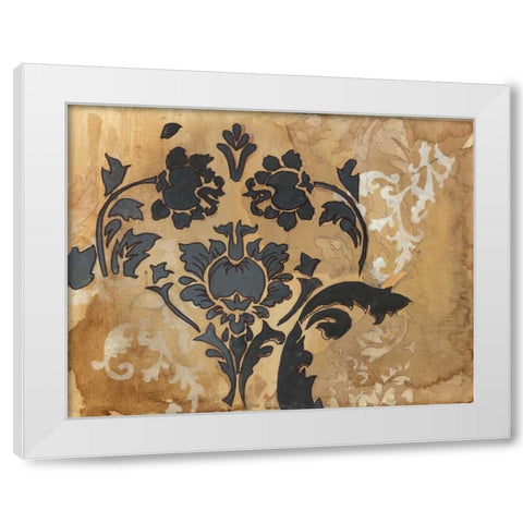 Black Damask White Modern Wood Framed Art Print by Adkin, Arielle