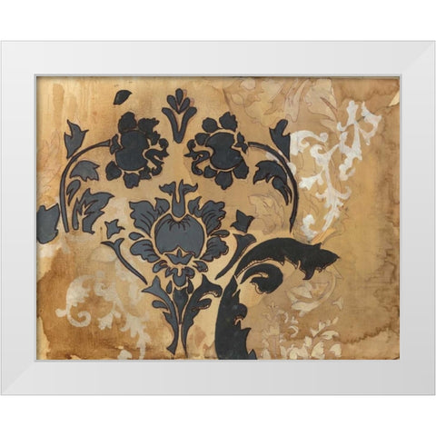 Black Damask White Modern Wood Framed Art Print by Adkin, Arielle