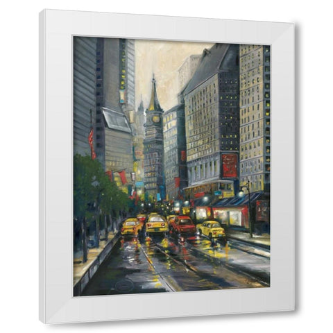 City Street I White Modern Wood Framed Art Print by Adams, J.
