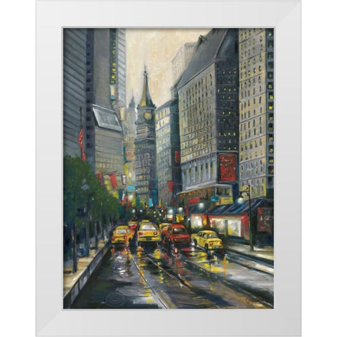 City Street I White Modern Wood Framed Art Print by Adams, J.