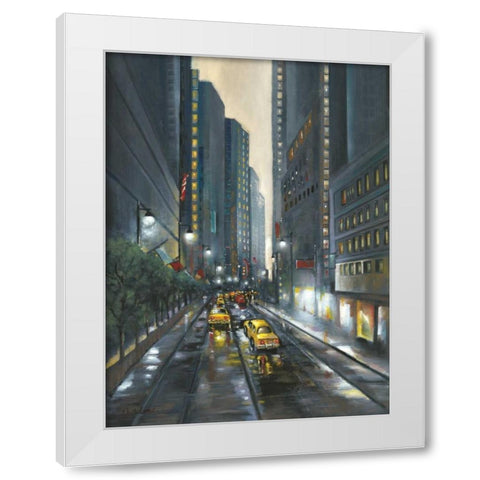 City Street II White Modern Wood Framed Art Print by Adams, J.